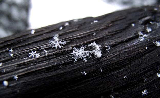 Copo de nieve tomado con una cámara digital en modo manual y macro.