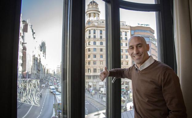 Luis Rubiales, durante la entrevista realizada en el centro de Madrid. 