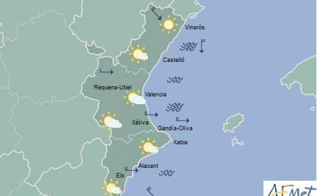Caída de temperaturas por debajo de los 16º este martes en la Comunitat Valenciana