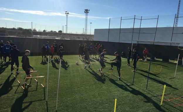 Entrenamiento del Valencia de este viernes.