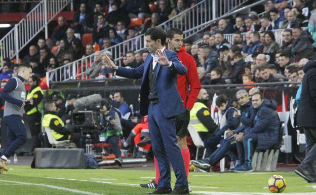 Marcelion García Toral, durante el encuentro en Mestalla ante el Villarreal.