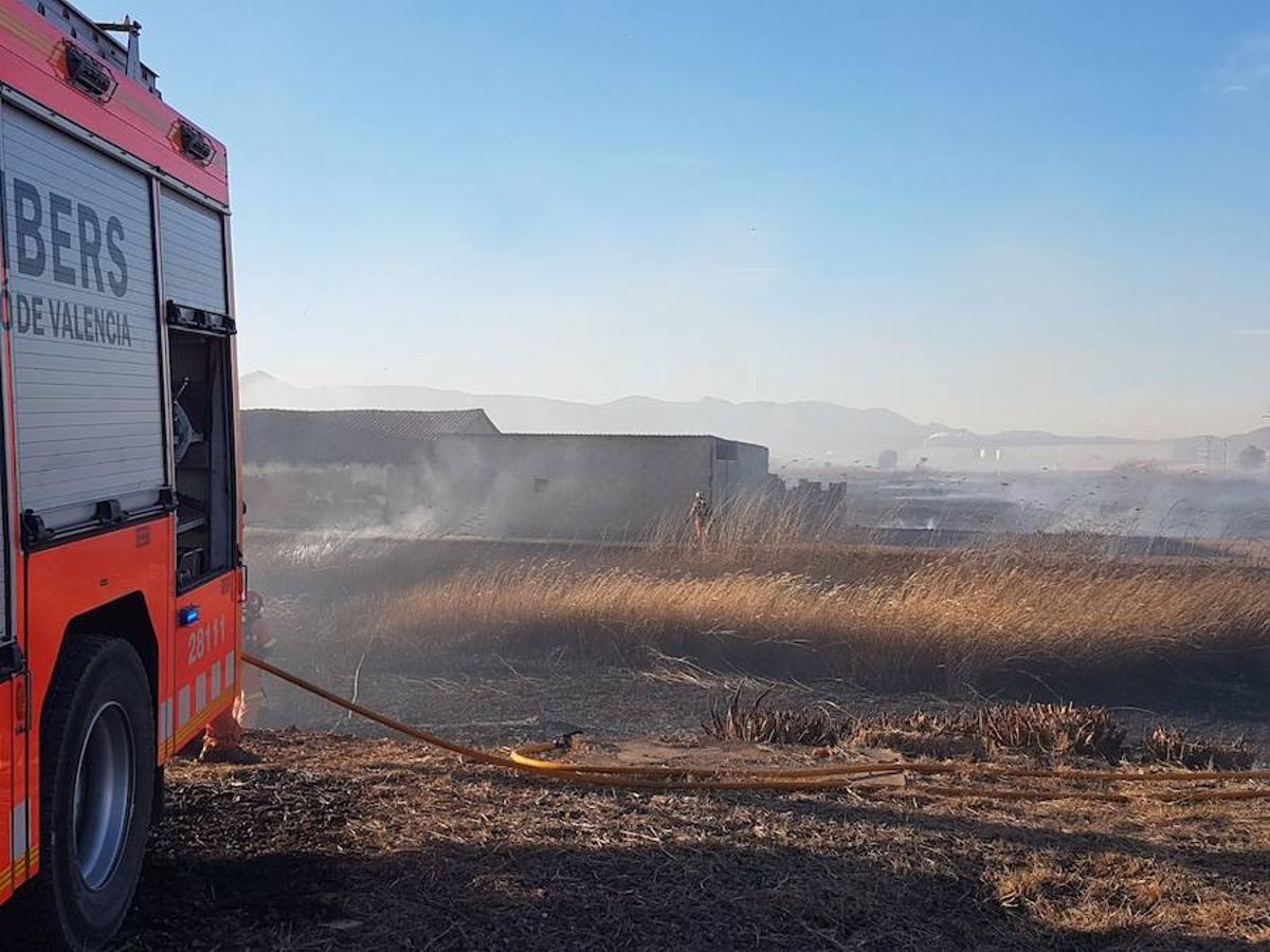 Fotos del incendio en la Marjal dels Moros en Sagunto