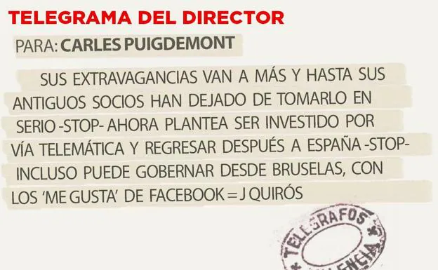 Telegrama para Carles Puigdemont
