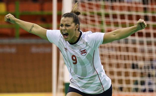 Nora Mork, celebrando un tanto en los Juegos de Río. 