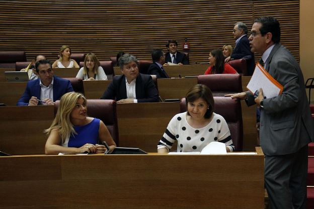 Miembros del grupo parlamentario del PP, en el hemiciclo. 