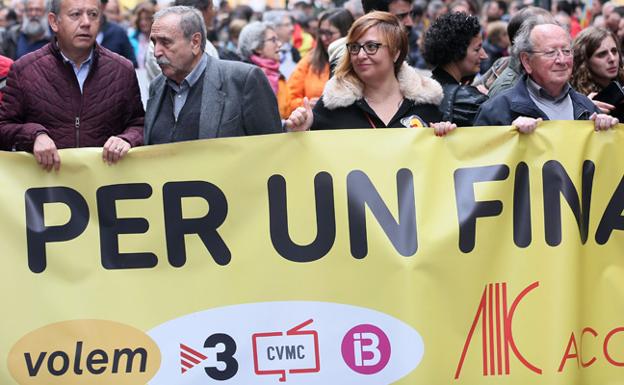 Una pancarta reivindicando TV3, en una manifestación convocada por ACPV el año pasado.