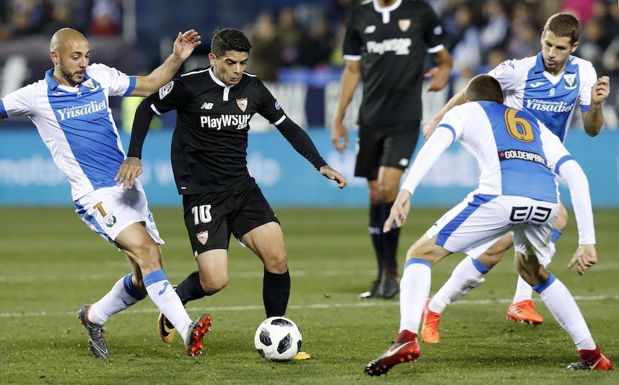 Leganés y Sevilla empataron a uno en la ida de las semifinales de la Copa del Rey que se disputó en el Estadio Municipal de Butarque. Muriel adelantó al cuadro hispalense, pero Siovas, en un lance ante Sergio Rico, anotó la igualada.