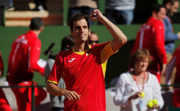 Albert Ramos celebra la victoria. 