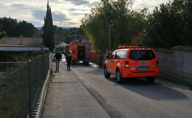 El lugar del incendio, en el camino de la Moneda, a las afueras de Ontinyent.