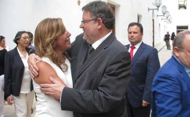 Susana Díez, presidenta de la Junta de Andalucía, y el jefe del Consell Ximo Puig.