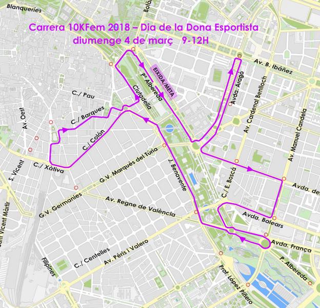 Recorrido de la 10KFem. 