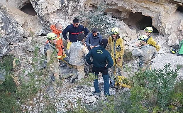 Momento posterior al rescate de los senderistas. 