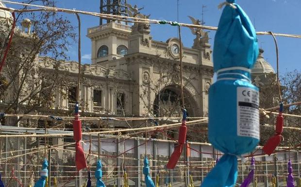 Mascletà en las Fallas de Valencia.