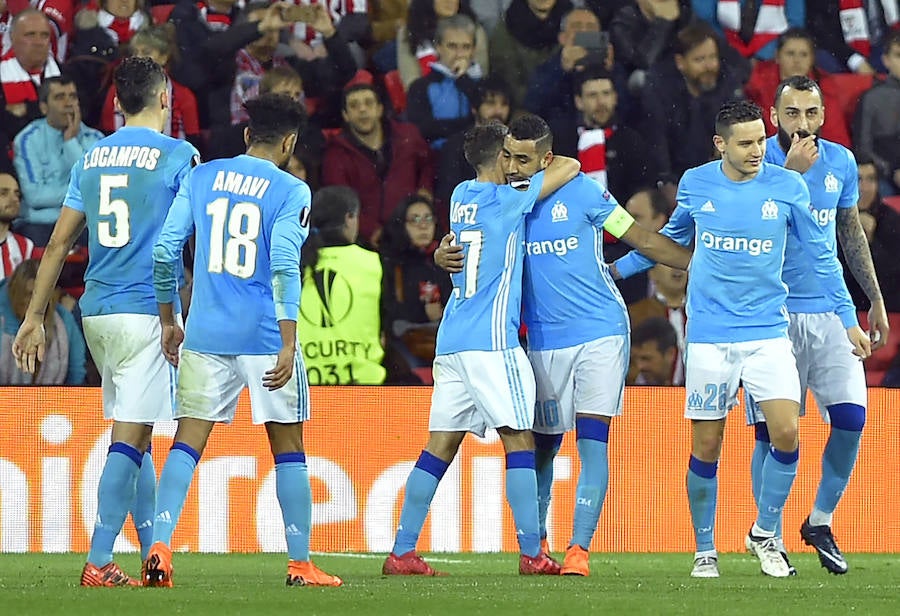 El cuadro bilbaíno sucumbió ante el Olympique de Marsella por 1-2 en San Mamés. Payet abrió el marcador de penalti y Ocampos remachó para los franceses. Williams recortó distancias y Aduriz fue expulsado por doble tarjeta amarilla.