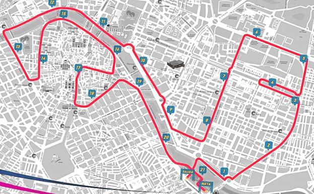 Recorrido del Mundial de Medio Maratón de Valencia. 