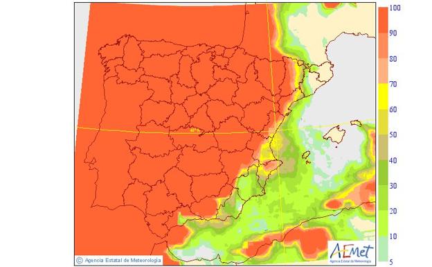 Previsión de lluvias en España según Aemet. 
