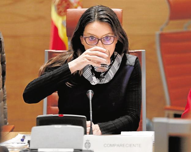 Oltra, cuando compareció en el Senado por la financiación de Compromís. 