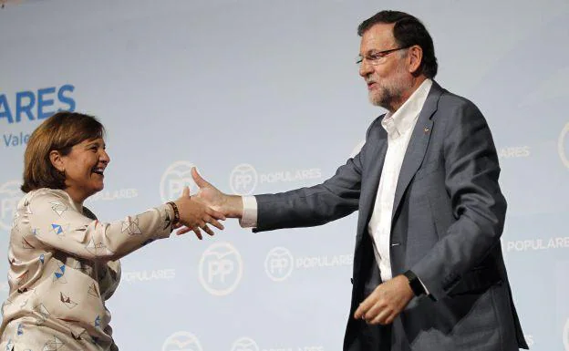 Isabel Bonig y Mariano Rajoy en un acto del Partido Popular en la Comunitat Valenciana.