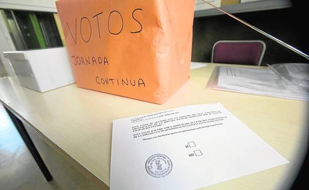 Votación sobre la jornada continua en un Ceip.