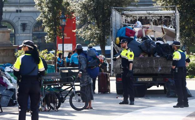 Imagen de la plaza de Cataluña esta mañana. 