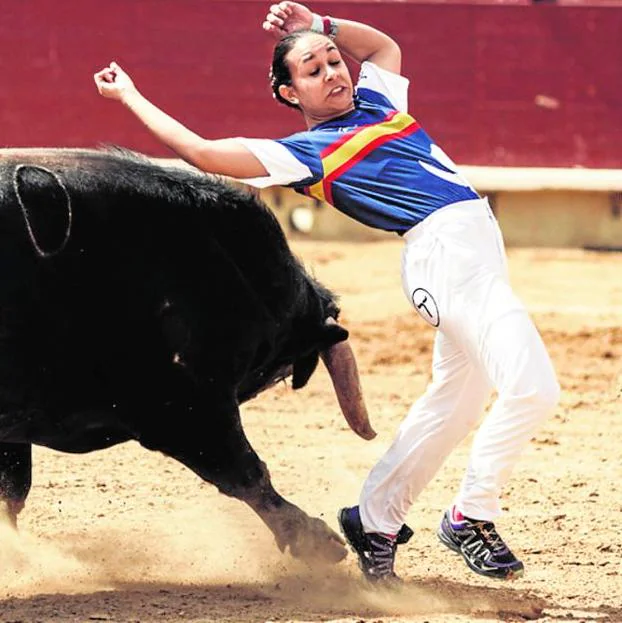 Una recortadora, durante una exhibición.