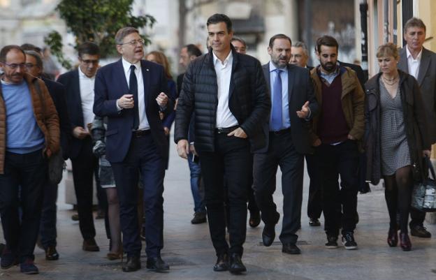 Ximo Puig y Pedro Sánchez, en una visita a Valencia del líder del PSOE. 