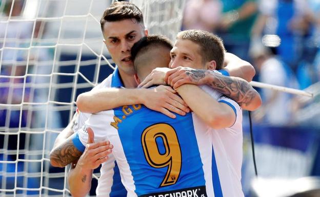 Jugadores del Leganés celebrando uno de los goles