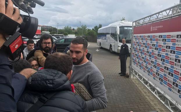 Dani Carvajal, a su llegada a la concentración de la selección. 