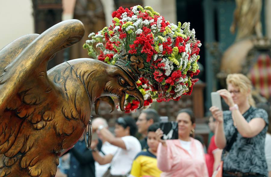 Fotos: Las Rocas se exponen en la plaza de la Virgen bajo la lluvia