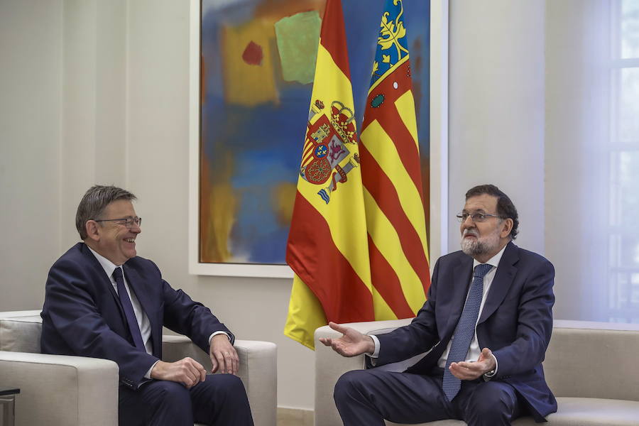 En 2017 Mariano Rajoy recibió a Ximo Puig en la Moncloa. El presidente valenciano transmitió las necesidades de la Comunitat Valenciana en temas como la financiación autonómica e infraestructuras.