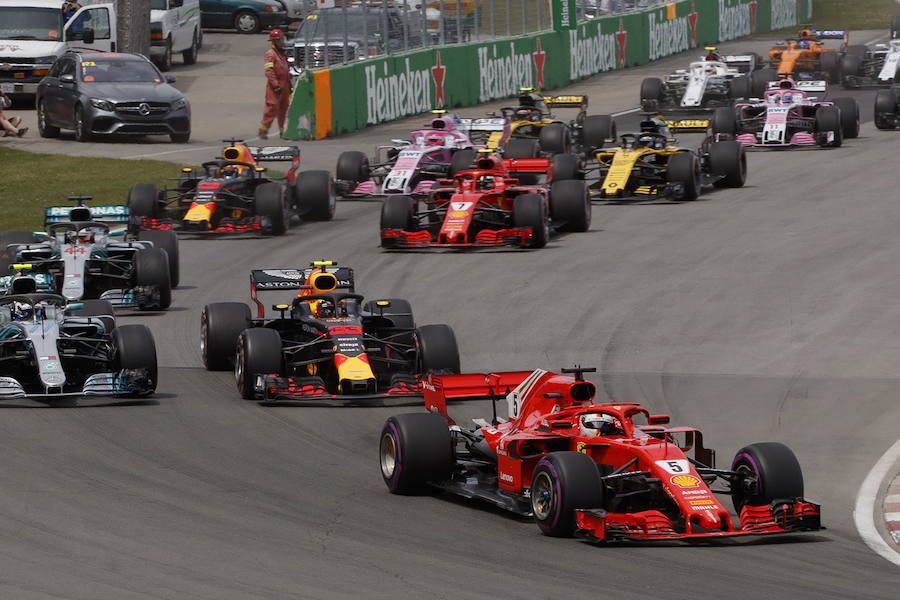 Vettel se impuso en Canadá mientras que Alonso tuvo que abandonar la carrera en la vuelta 44 debido a problemas mecánicos. Carlos Sainz remontó una posición y acabó octavo