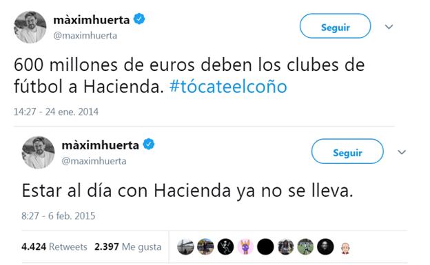 Los tuits del ministro Huerta criticando los fraudes a Hacienda