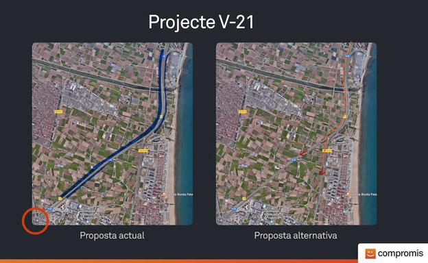 Compromís pide separar y soterrar el flujo de entrada a Valencia por la V-21