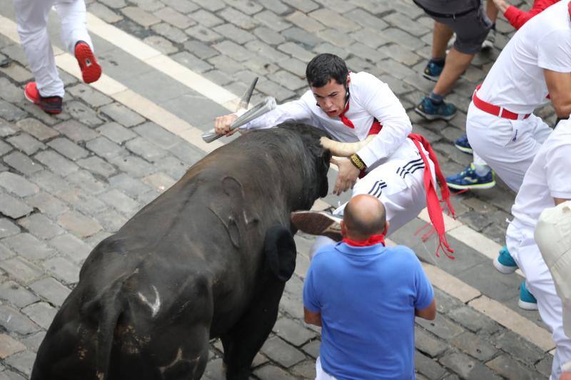 Asimismo, en el tramo de Mercaderes ha sido atendido por policontusiones de carácter leve A.D.M, vecino de Pamplona de 22 años Pamplona. También por policontusiones de pronóstico leve ha sido atendido, en el tramo de Espoz y Mina, M.Z.F., varón de 18 años de Segorbe (Castellón).