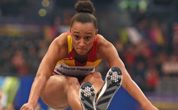 Ana Peleteiro, durante los Mundiales en pista cubierta de Birmingham. 