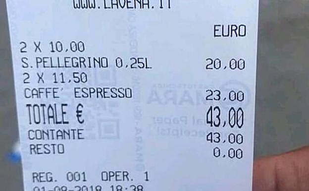 La cuenta de un bar de la plaza de San Marcos.