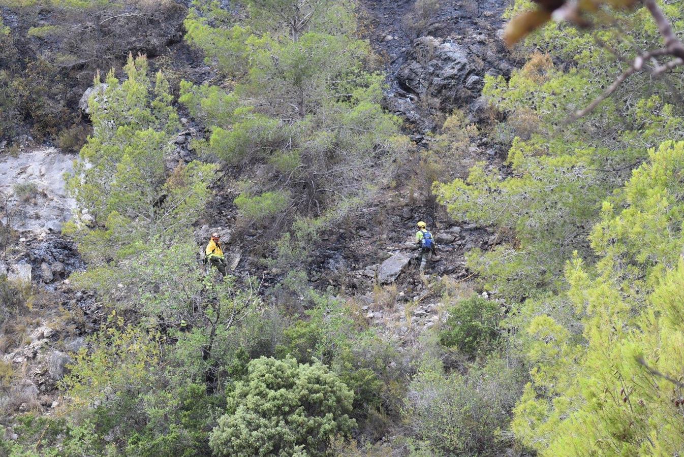 Trabajos de las Brigadas Forestales para la extinción de incendio en Llutxent.