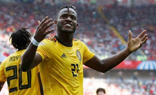 Michy Batshuayi celebra un gol durante el Mundial de Rusia 2018.