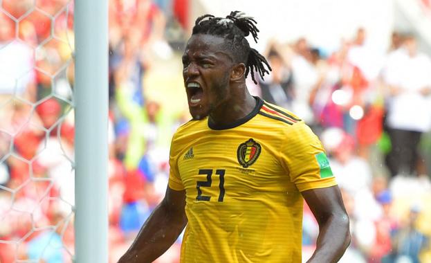 Batshuayi celebra su tanto a Túnez en el Mundial de Rusia. 