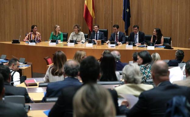 Vista general de la reunión celebrada hoy en el Congreso presidida por Pablo Casado