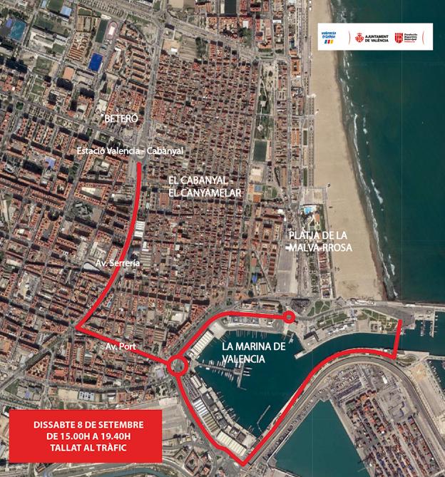 Cortes de tráfico por el Triatlón de Valencia 2018, el sábado 8 por la tarde.