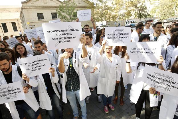 Estudiantes durante una protesta contra la exclusión. 