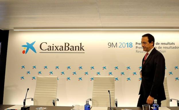 El consejero delegado de CaixaBank, Gonzalo Gortázar, este viernes en Valencia. 