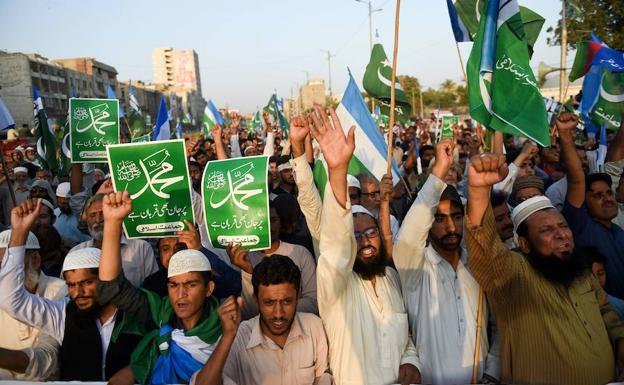 Manifestación en Islamabad contra la absolución de Asia Bibi.