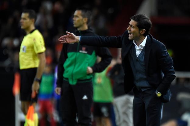 Marcelino, durante el encuentro contra el Girona. 