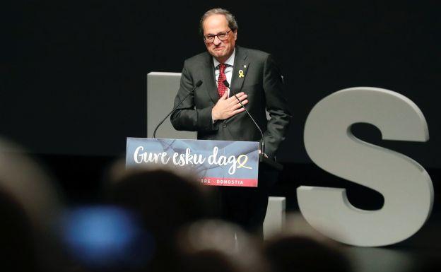 Quim Torra, durante el acto celebrado en San Sebastián.