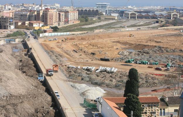 Obras en 2008 para la construcción del trazado automovilístico. 