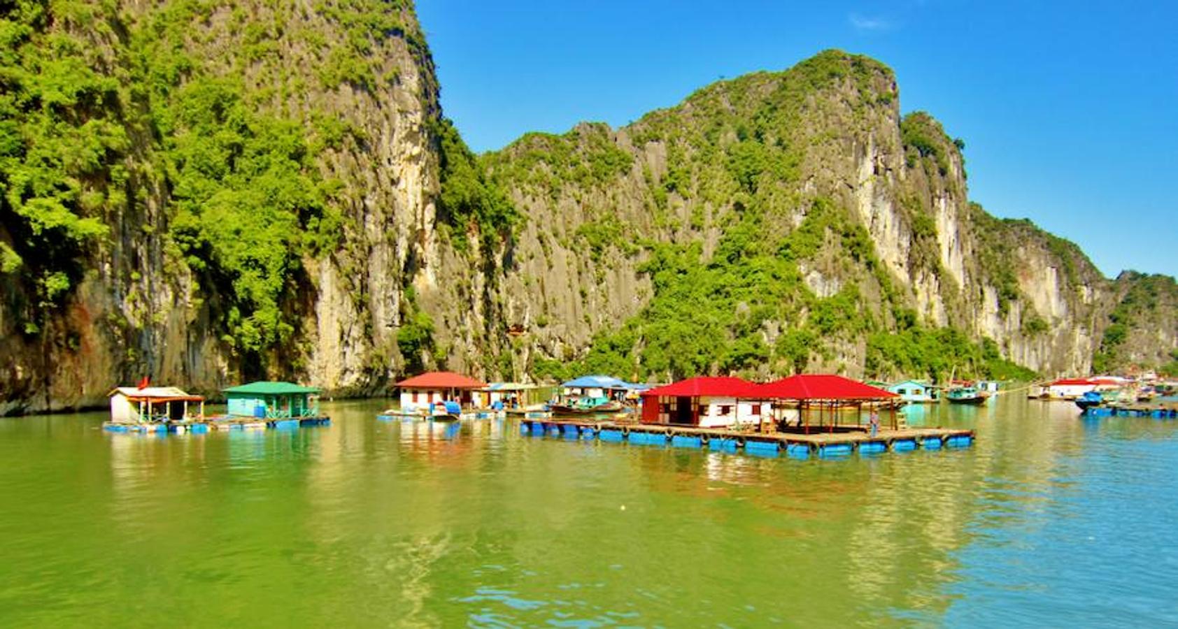 Halong Bay (Vietnam) | Hace falta levantarse temprano (se monta sobre las 04.00h ó 05.00h) para disfrutar de las frutas y el bullicio del ambiente de este mercado flotante. Un entorno paradisíaco donde poder degustar los mejores sabores locales, que aderezados con estas atractivas vistas se ha convertido en uno de los puntos más populares para los turistas, a pesar del madrugón.