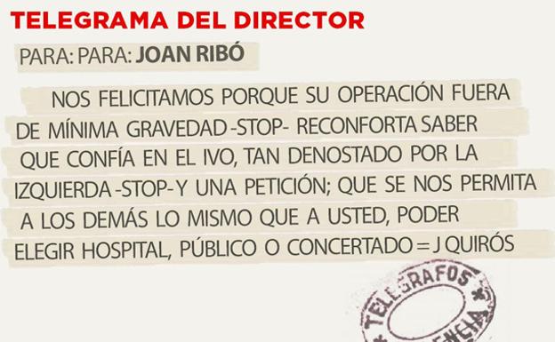 Telegrama para Joan Ribó