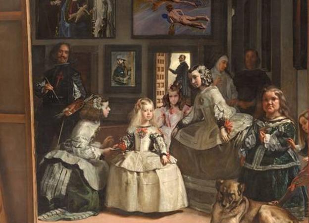 Montaje. Pinturas valencianas integradas en 'Las meninas', de Velázquez.